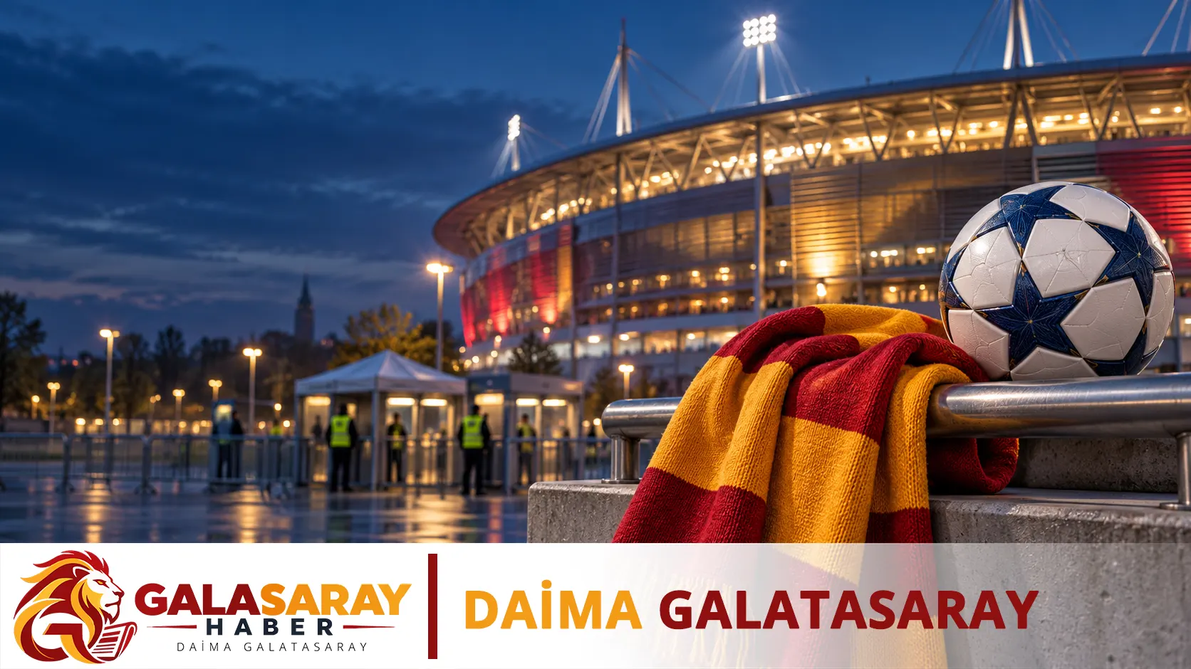 Lille–Galatasaray maçı öncesindeki UEFA ve erteleme gündemini anlatan temsili stadyum görseli; yapay zekâ ile oluşturulmuştur.