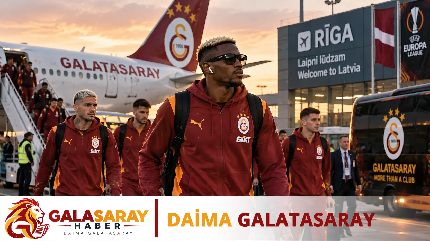 Galatasaray, FC RFS maçı için Letonya’ya gitti