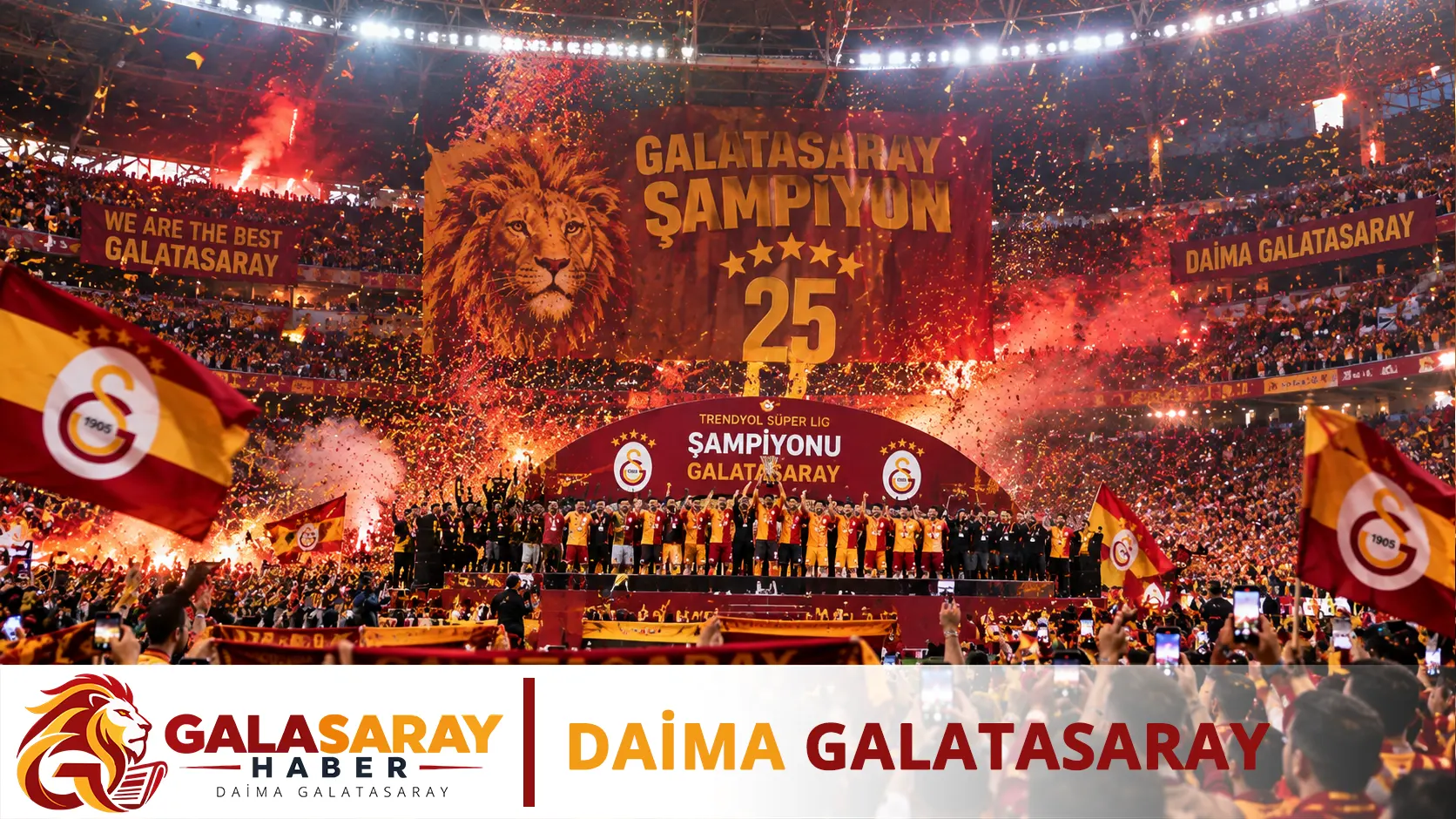 Galatasaray şampiyonluğunu taraftarıyla stadyumda kutladı
