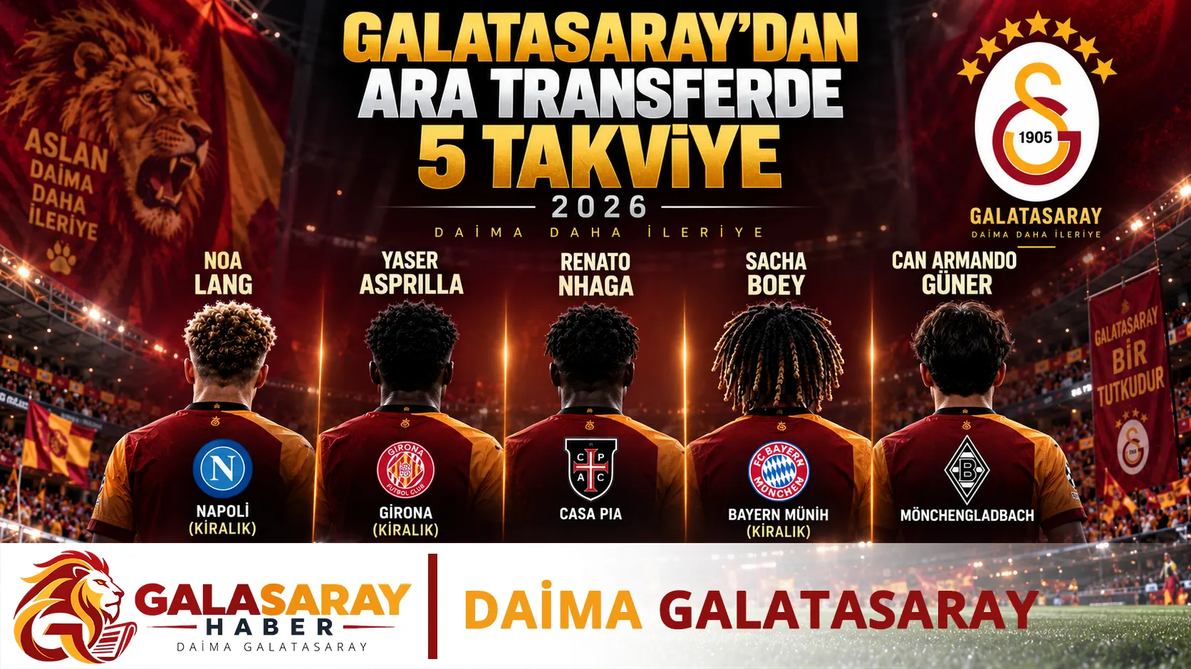Galatasaray'dan ara transferde 5 takviye