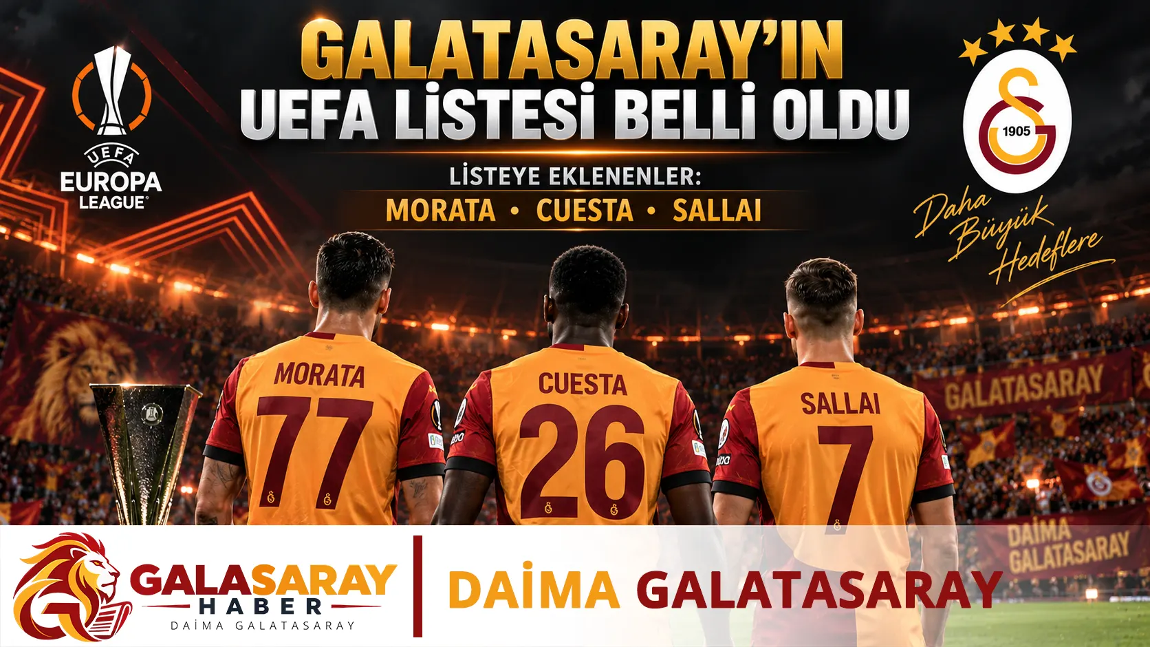 Galatasaray'ın UEFA listesi belli oldu