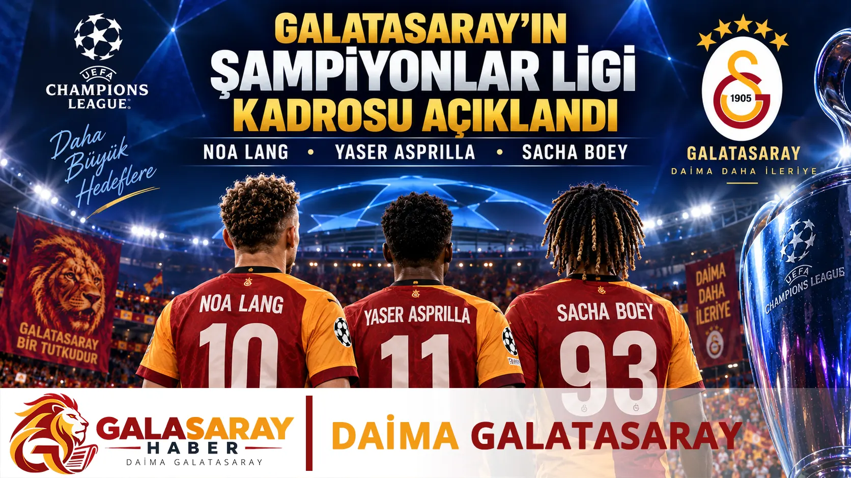 Galatasaray’ın UEFA’ya bildirilen Şampiyonlar Ligi kadrosu açıklandı