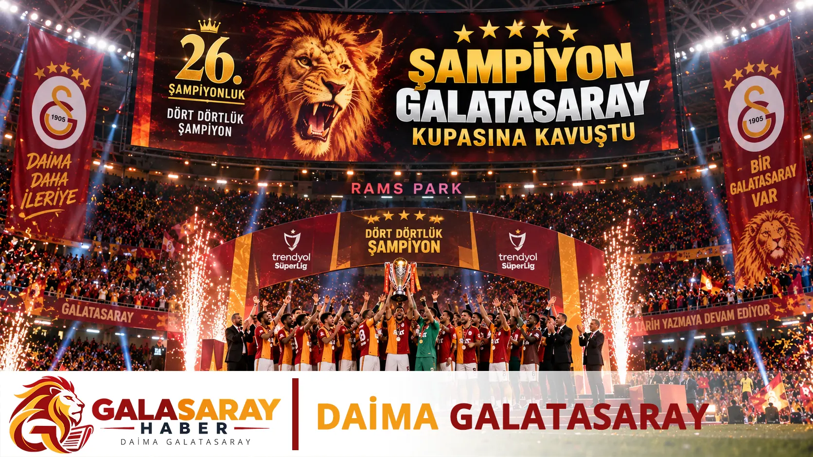 Şampiyon Galatasaray kupasına kavuştu
